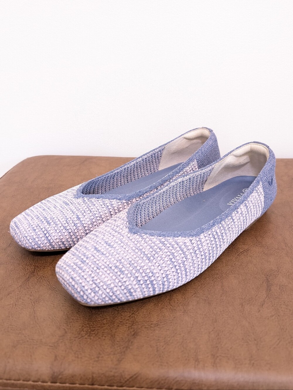 Vivaia Margot 2.0 Zig Zag Knit Square Toe V-Cut Ballet Flats